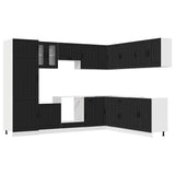 14 Piece Kitchen Cabinet Set "Lucca" Black Engineered Wood 3314982