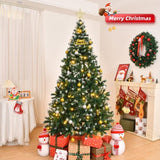 ZNTS 7 FT Snow Tipped Artificial Christmas Tree with DIY 150 Warm Lights, Remote Control, 1100 Branch 03739007