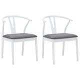 Dining Chair 2 pcs White and Grey Solid Rubber Wood 42020415