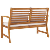 Garden Bench 120 cm with Cream Cushion Solid Wood Acacia 318339