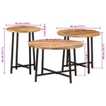 ZNTS Nesting Coffee Tables 3 pcs Solid Wood Mango and Iron 371971