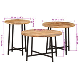 ZNTS Nesting Coffee Tables 3 pcs Solid Wood Mango and Iron 371971