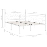 ZNTS Bed Frame without Mattress with Slatted Base White Metal 160x200 cm 284451