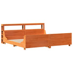 ZNTS Bed Frame without Mattress Wax Brown 200x200 cm Solid Wood Pine 3306449