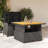2 Piece Garden Dining Set with Cushions Black Poly Rattan 3277391