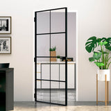 Interior Door Black 93x201.5 cm Tempered Glass&Aluminium 153664