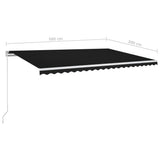 ZNTS Manual Retractable Awning with LED 500x300 cm Anthracite 3068944