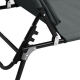 Folding Sun Lounger Grey Oxford Fabric&Powder-coated Steel 360178
