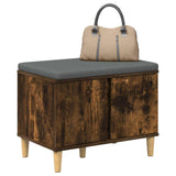Hall Bench with Cushion with Storage Smoked Oak 60 x 38 x 46 cm 891524