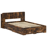 Bed Frame with Storage Smoked Oak 120 x 190 cm Engineered Wood 3433738