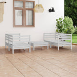 5 Piece Garden Lounge Set White Solid Pinewood 3082398