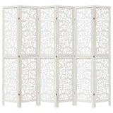 Room Divider 6 Panels White Solid Wood Paulownia 358747