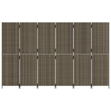 Room Divider 6 Panels Grey Poly Rattan 365354