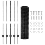 Welded Wire Fence 10 x 1 m PVC-Coated Steel Grey Mesh 3336057