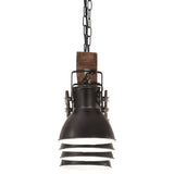 ZNTS Industrial Ceiling Lamp Black E27 Mango Wood 320523