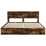 Storage Bed with Drawer Smoked Oak 180 x 200 cm Engineered Wood 3410774