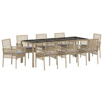 Garden Dining Set 9 pcs Beige Poly rattan 3334885