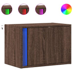 ZNTS Wall-mounted Bedside Cabinets with LED Lights 2 pcs Brown Oak 852102