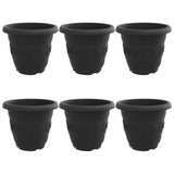 Round Flower Pot 6 pcs Black 39 x 32 cm Plastic 42020288