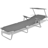 42934 Sun Lounger with Canopy Steel Grey