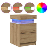 Bedside Cabinets with LED 2 pcs Artisian Oak 35x39x55 cm Engineered Wood 857657