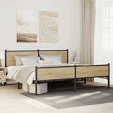 Metal Bed Frame without Mattress Sonoma Oak 193x203 cm 3301403