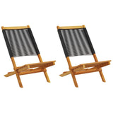 Garden Chairs 2 pcs Black Solid Wood Acacia and Polypropylene 367687