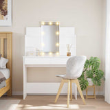 Dressing Table with LED Lights White 96x40x142 cm 837892