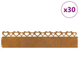 Lawn Edgings 30 pcs Rusty 103 x 0.05 x 22 cm Weathering Steel 874848