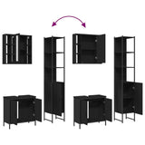 3 Piece Bathroom Cabinet Set Black Engineered Wood 3214740