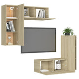 4 Piece TV Cabinet Set Sonoma Oak Engineered Wood 3079004