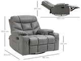 Thick Padded Faux Leather Recliner Armchair - Light Grey T3398P343461