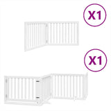 Dog Gate with Door Foldable 6 Panels White 480 cm Poplar Wood 3155673