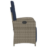 Reclining Garden Chair with Footrest Grey Poly Rattan 365191