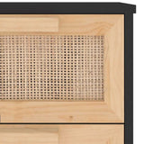 Sideboard Black 40x30x90 cm Solid Wood Pine and Natural Rattan 345643