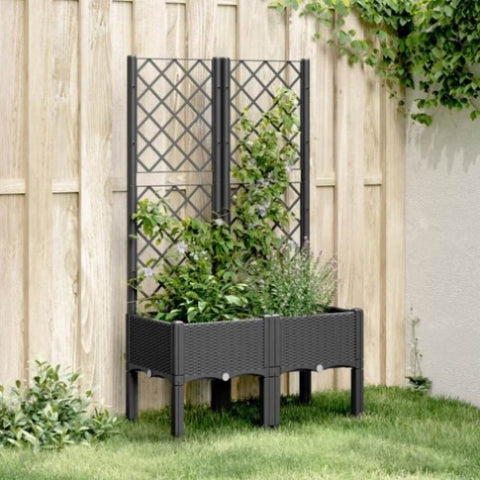 ZNTS Garden Planter with Trellis Black 80x40x142 cm PP 367923