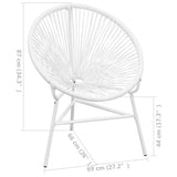 Garden Chair White PE Rattan, Powder-Coated Steel Medium Tough 42072