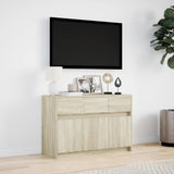 TV Cabinet with LED Sonoma Oak 91x34x61 cm Engineered Wood 852182