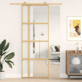Sliding Door Gold 76x205 cm Clear ESG Glass and Aluminium 155190