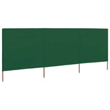 3-panel Wind Screen Fabric 400x120 cm Green 44540