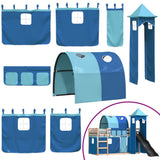 Bunk Bed without Mattress with Slide and Curtains Blue 90x200 cm 3284162