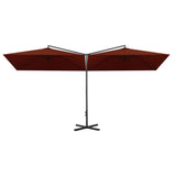 Double Garden Parasol with Steel Pole Terracotta 600x300 cm 312559
