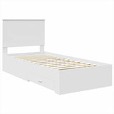 Bed Frame with Headboard White 100 x 200 cm Engineered Wood 3409685
