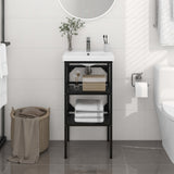Bathroom Washbasin Frame Black 40x38x83 cm Iron 338487