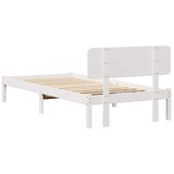 Bed Frame with Headboard White 75 x 190 cm Solid Pine Wood 872132