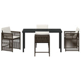 Garden Dining Set 5 pcs Brown Poly Rattan 3380782