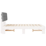 Bed Frame with Upholstered Headboard White and Light grey 877433