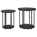 Side Table Set with Shelf 2 pcs Black Oak 869714