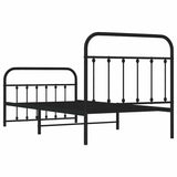 Bed Frame Black Powder-Coated Steel Single Bed Frame 352590
