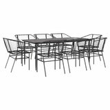 9 Piece Garden Dining Set Black Poly Rattan Glass 3334491